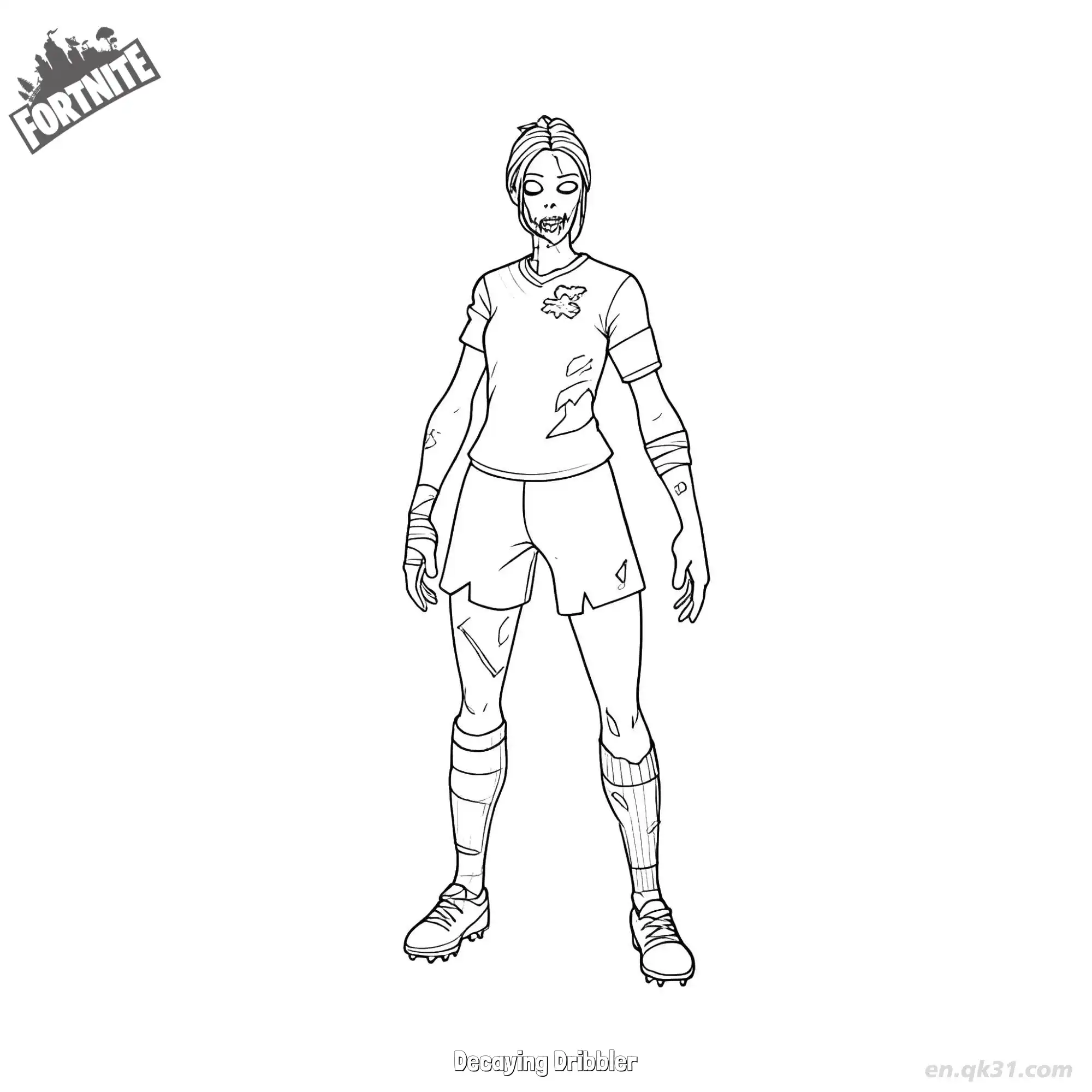 免费 腐烂运球者 02简笔画 素描 涂鸦 - 免费可打印堡垒之夜 下载PDF 简笔画涂色页